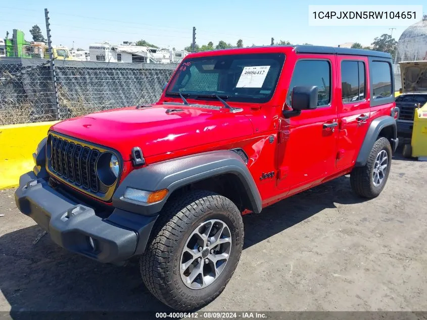 2024 Jeep Wrangler Sport S VIN: 1C4PJXDN5RW104651 Lot: 40086412