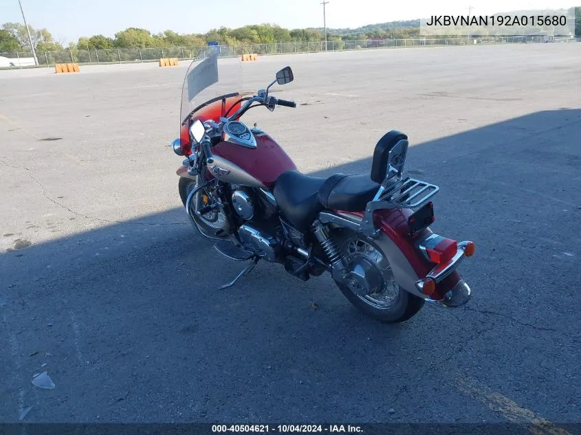 2002 Kawasaki Vn1500 N1 VIN: JKBVNAN192A015680 Lot: 40504621