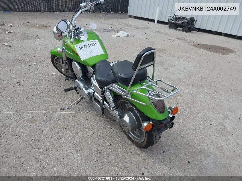 2004 Kawasaki 1600 Meanstreak VIN: JKBVNKB124A002749 Lot: 40721601