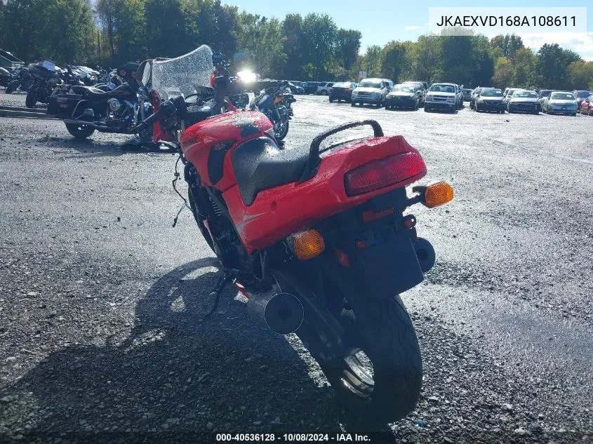 2008 Kawasaki Ex500 D VIN: JKAEXVD168A108611 Lot: 40536128