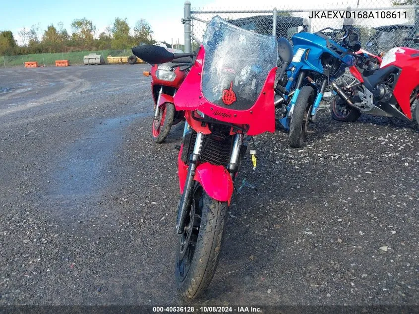 2008 Kawasaki Ex500 D VIN: JKAEXVD168A108611 Lot: 40536128