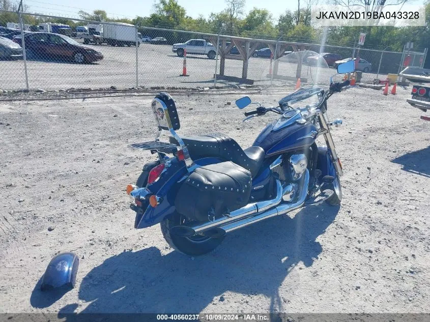 2011 Kawasaki Vn900 D VIN: JKAVN2D19BA043328 Lot: 40560237