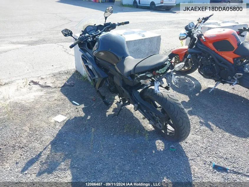 2013 Kawasaki Ex650 F VIN: JKAEXEF18DDA05800 Lot: 12086487