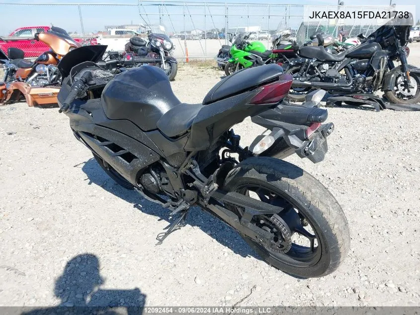 2015 Kawasaki Ex300 A VIN: JKAEX8A15FDA21738 Lot: 12092454