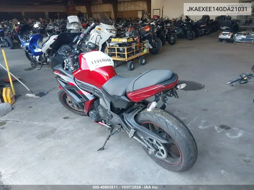 2016 Kawasaki Ex650 E VIN: JKAEXEE14GDA21031 Lot: 40503511