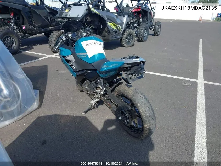 2021 Kawasaki Ex400 VIN: JKAEXKH18MDAC2135 Lot: 40576316