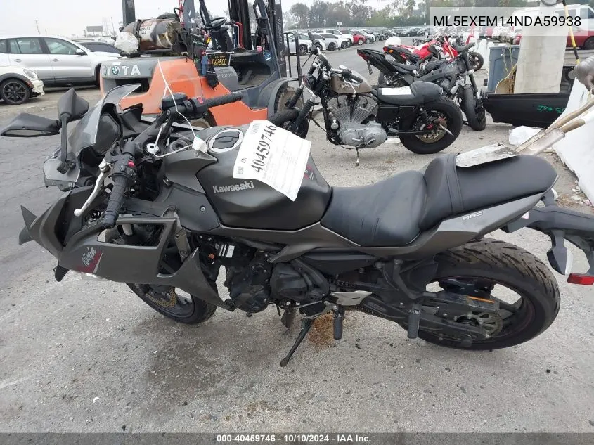 2022 Kawasaki Ex650 M VIN: ML5EXEM14NDA59938 Lot: 40459746