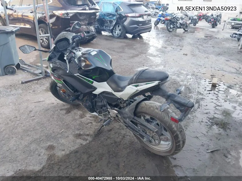 2022 Kawasaki Ex650 N VIN: ML5EXEN13NDA50923 Lot: 40472985