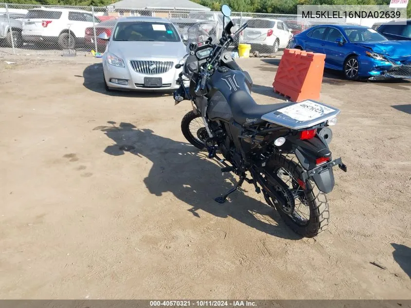 2022 Kawasaki Kl650 L VIN: ML5KLEL16NDA02639 Lot: 40570321