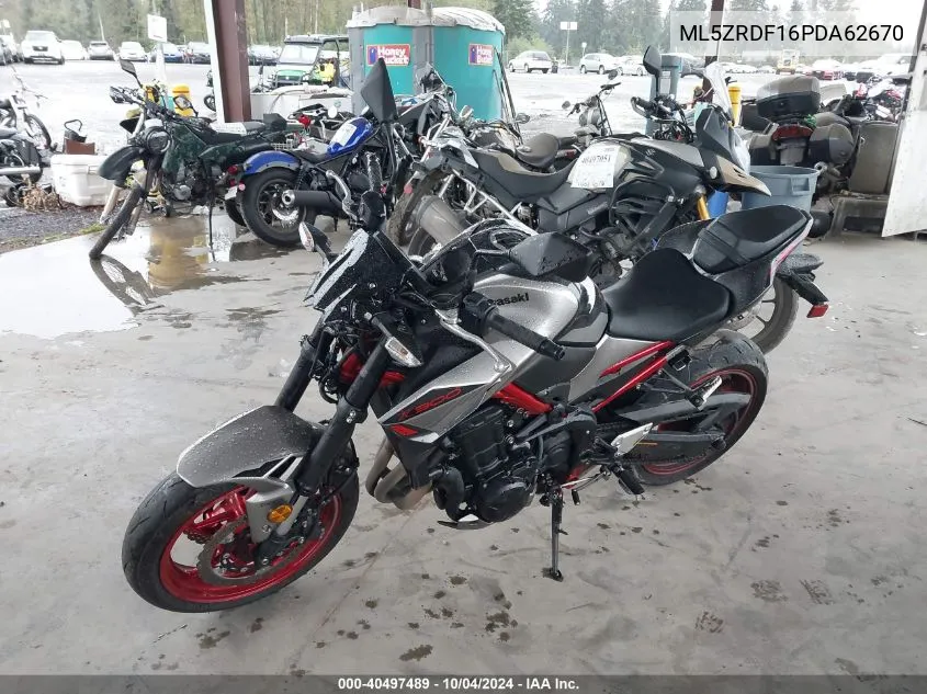 2023 Kawasaki Zr900 F VIN: ML5ZRDF16PDA62670 Lot: 40497489