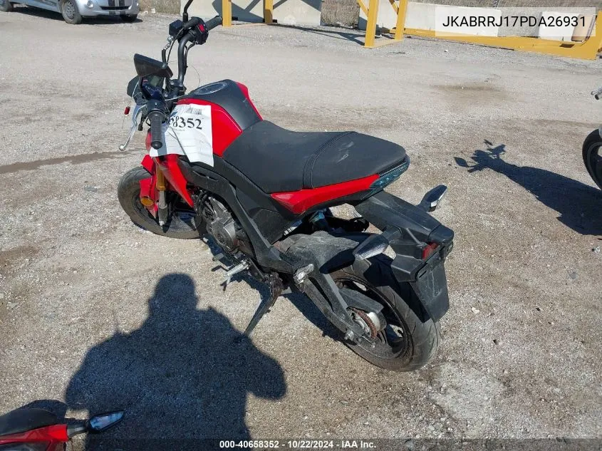 2023 Kawasaki Br125 J VIN: JKABRRJ17PDA26931 Lot: 40658352