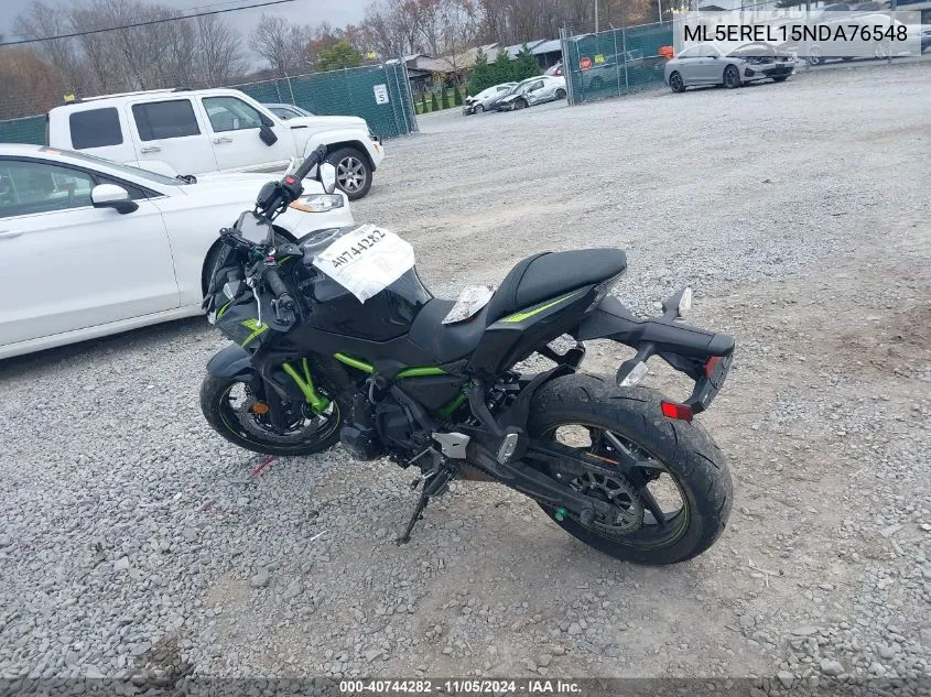 2022 Kawasaki Er650 L VIN: ML5EREL15NDA76548 Lot: 40744282