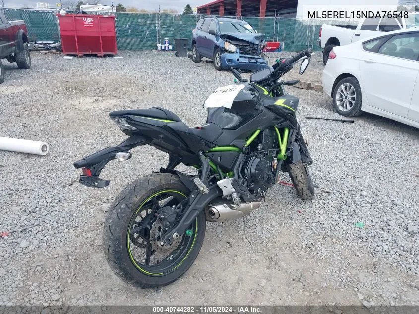 2022 Kawasaki Er650 L VIN: ML5EREL15NDA76548 Lot: 40744282