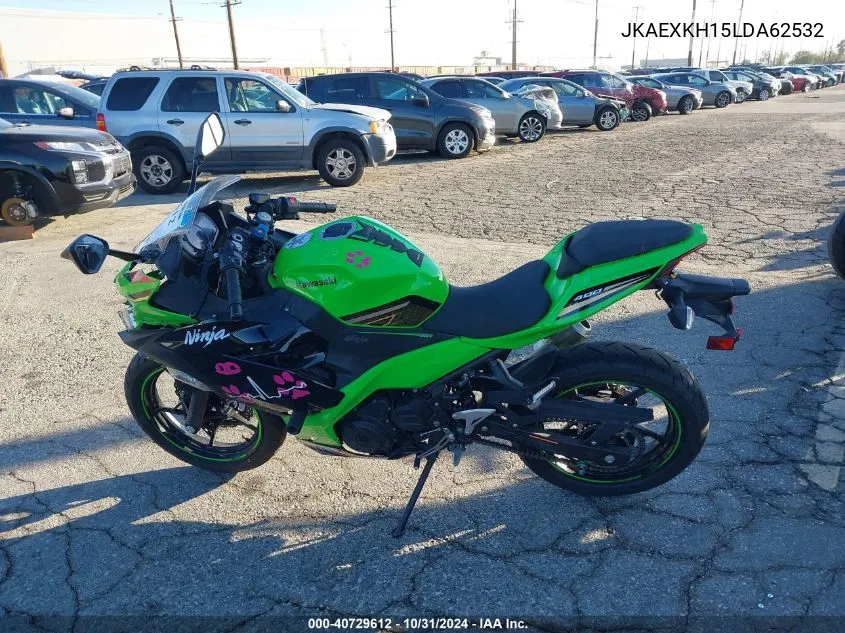 2020 Kawasaki Ex400 VIN: JKAEXKH15LDA62532 Lot: 40729612