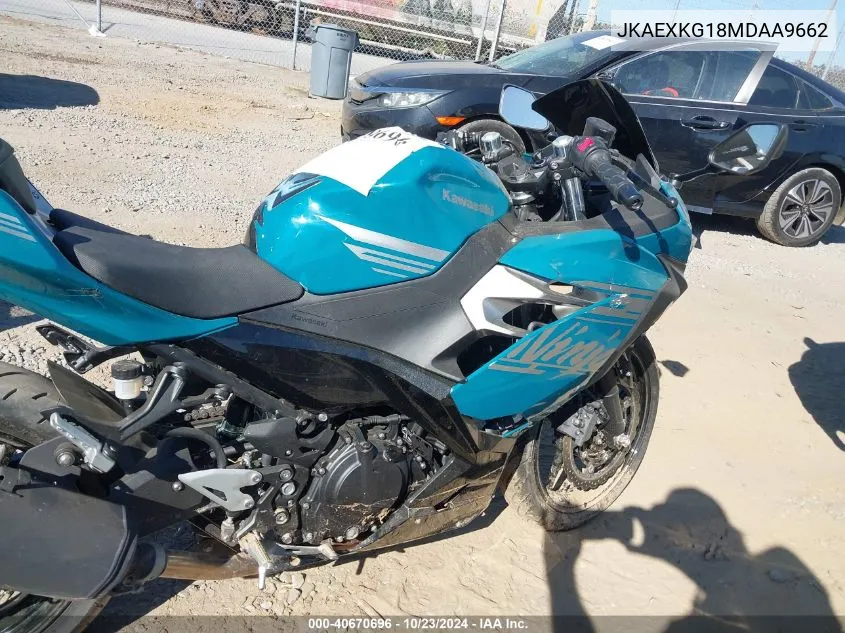 2021 Kawasaki Ex400 VIN: JKAEXKG18MDAA9662 Lot: 40670696