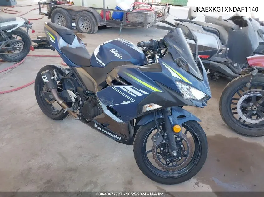 2022 Kawasaki Ex400 VIN: JKAEXKG1XNDAF1140 Lot: 40677727