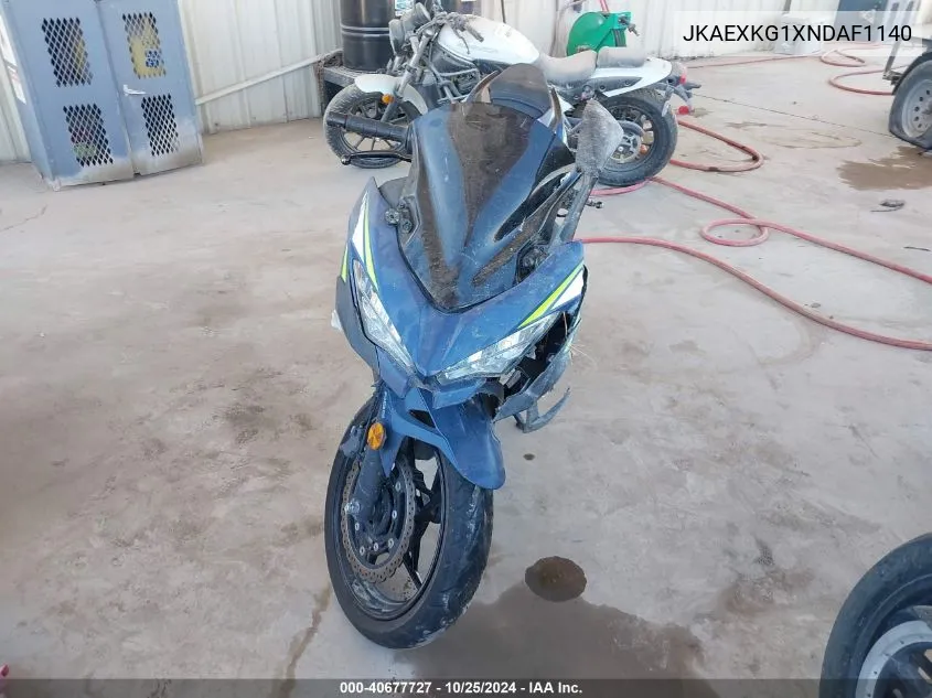 2022 Kawasaki Ex400 VIN: JKAEXKG1XNDAF1140 Lot: 40677727