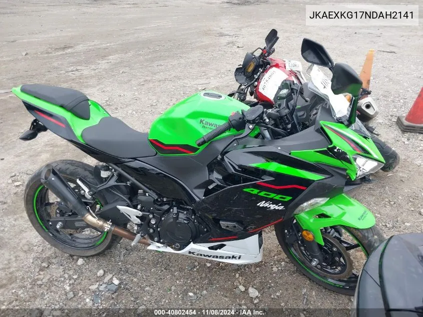 2022 Kawasaki Ex400 VIN: JKAEXKG17NDAH2141 Lot: 40802454