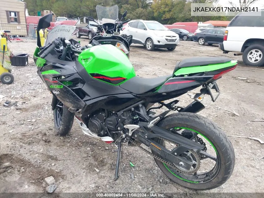 2022 Kawasaki Ex400 VIN: JKAEXKG17NDAH2141 Lot: 40802454