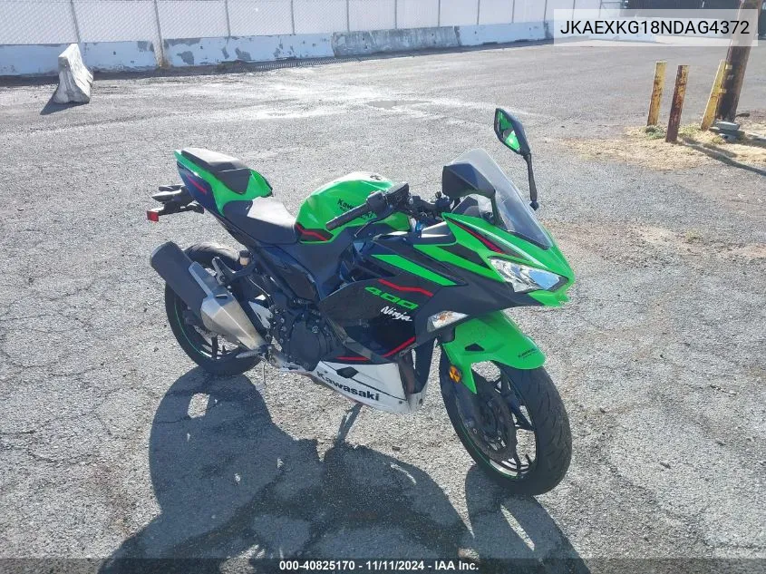 2022 Kawasaki Ex400 VIN: JKAEXKG18NDAG4372 Lot: 40825170