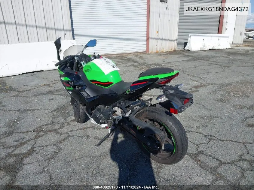 2022 Kawasaki Ex400 VIN: JKAEXKG18NDAG4372 Lot: 40825170