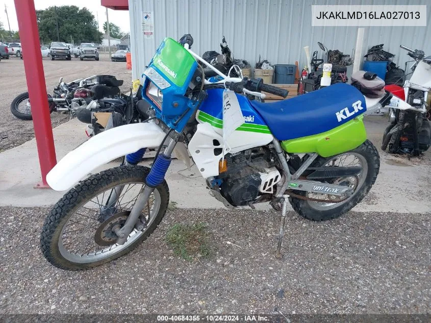 1990 Kawasaki Kl250 VIN: JKAKLMD16LA027013 Lot: 40684355