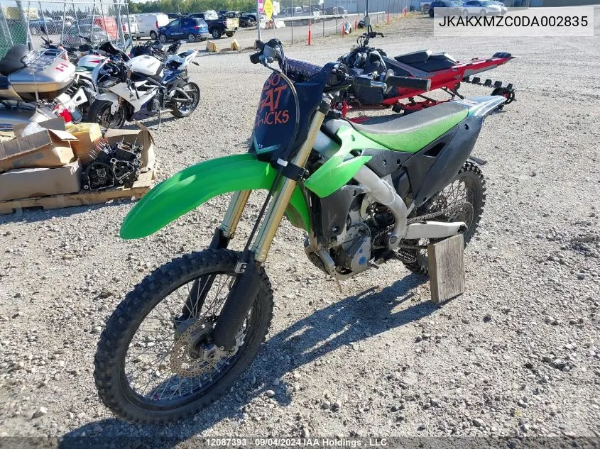 2013 Kawasaki Kx250 Z VIN: JKAKXMZC0DA002835 Lot: 12087393