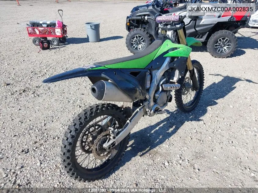 2013 Kawasaki Kx250 Z VIN: JKAKXMZC0DA002835 Lot: 12087393