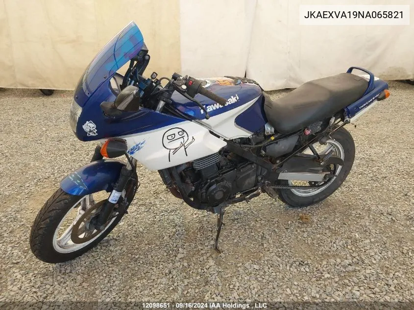 1992 Kawasaki Ex500 VIN: JKAEXVA19NA065821 Lot: 12098651