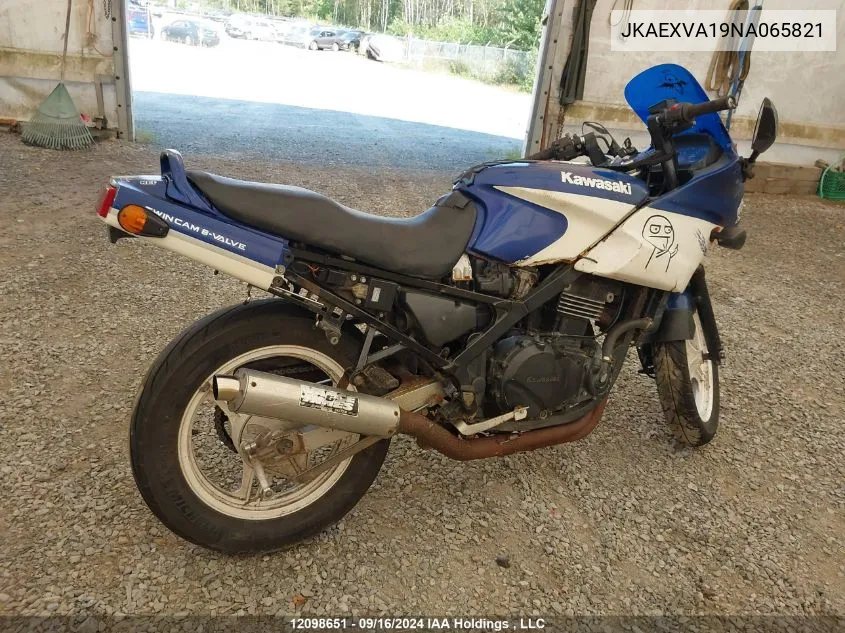 1992 Kawasaki Ex500 VIN: JKAEXVA19NA065821 Lot: 12098651