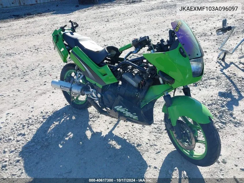 2003 Kawasaki Ex250 F VIN: JKAEXMF103A096097 Lot: 40617300