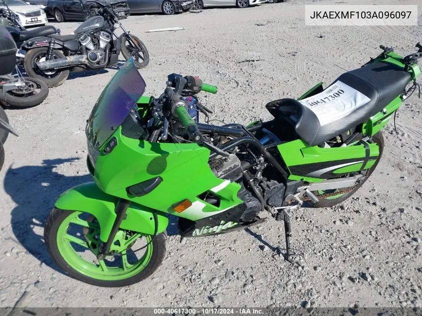 2003 Kawasaki Ex250 F VIN: JKAEXMF103A096097 Lot: 40617300