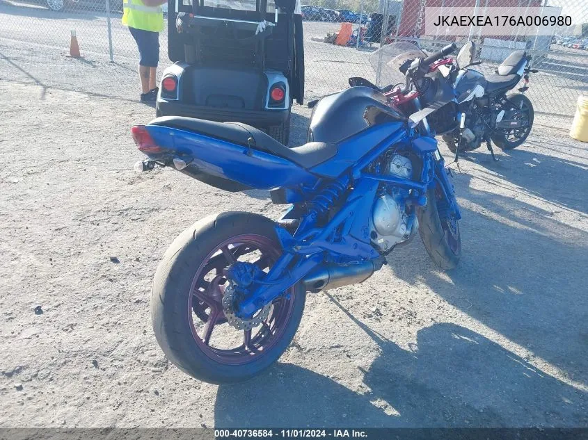 2006 Kawasaki Ex650 A6F VIN: JKAEXEA176A006980 Lot: 40736584