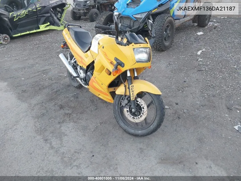 2006 Kawasaki Ex250 F VIN: JKAEXMF136DA21187 Lot: 40801005