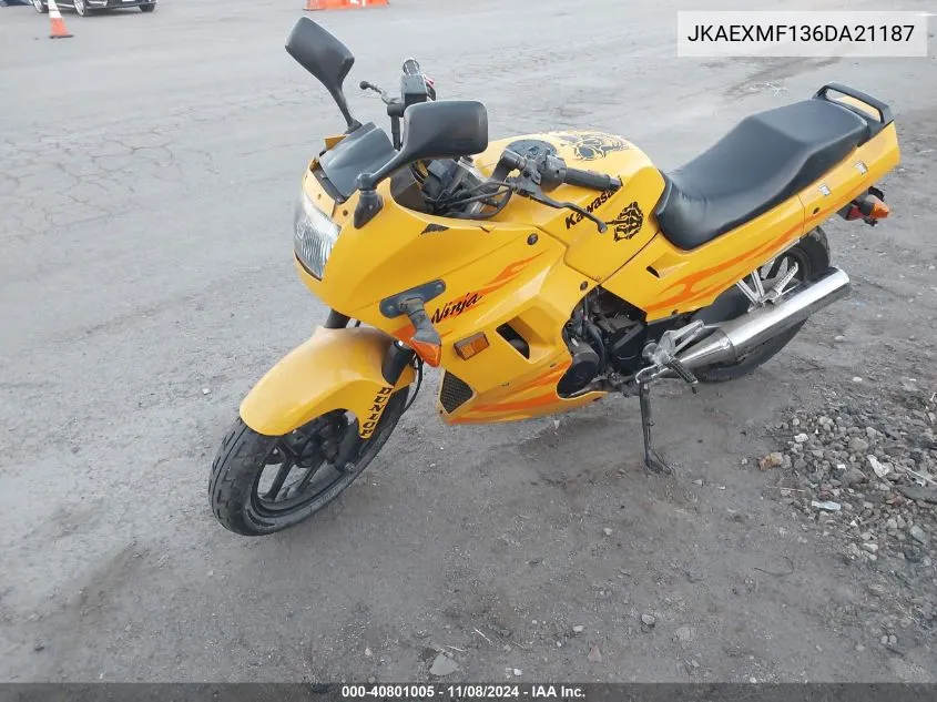 2006 Kawasaki Ex250 F VIN: JKAEXMF136DA21187 Lot: 40801005