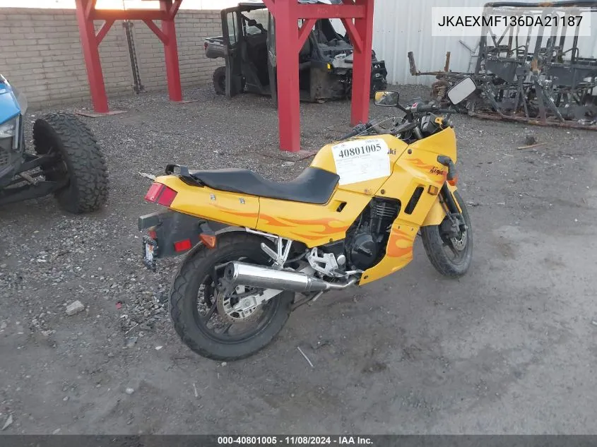 2006 Kawasaki Ex250 F VIN: JKAEXMF136DA21187 Lot: 40801005