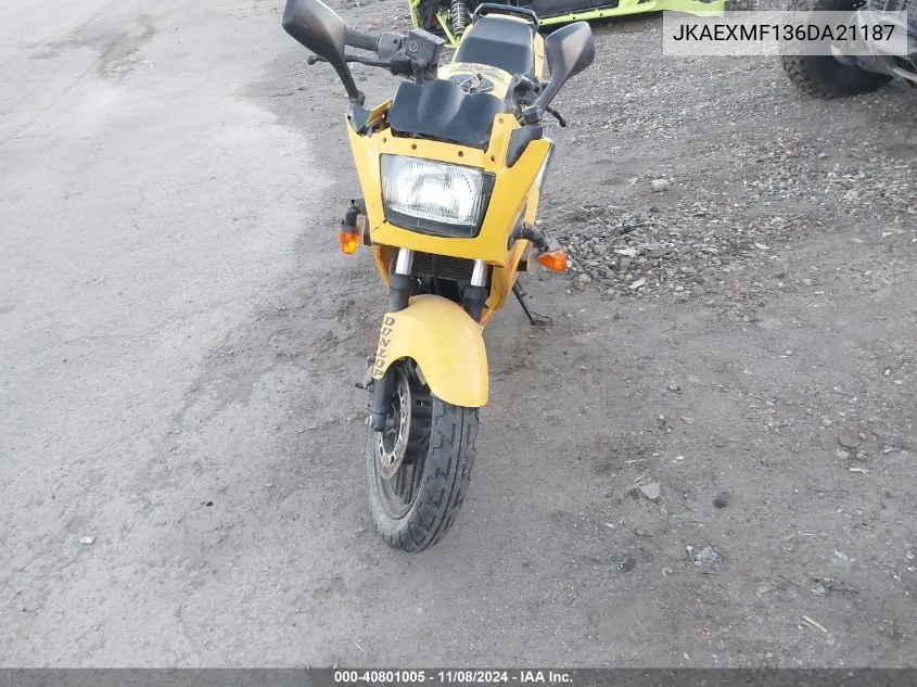 2006 Kawasaki Ex250 F VIN: JKAEXMF136DA21187 Lot: 40801005