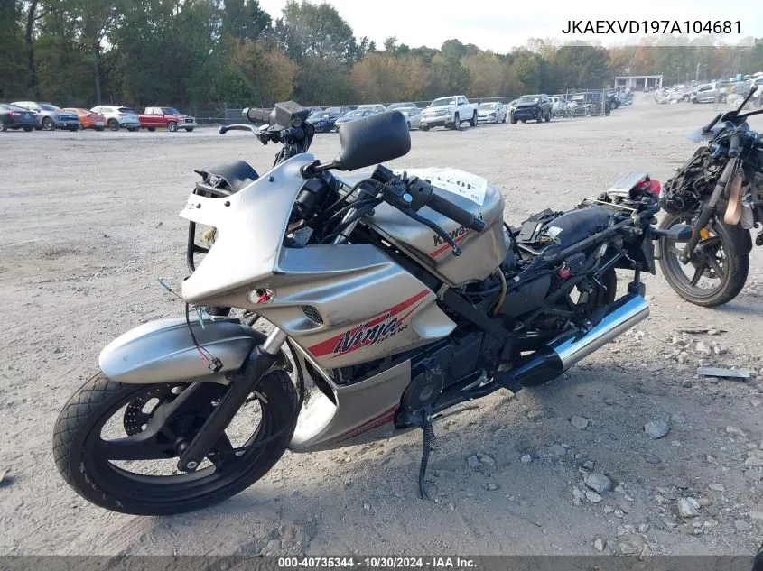 2007 Kawasaki Ex500 D VIN: JKAEXVD197A104681 Lot: 40735344