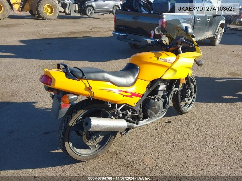 2007 Kawasaki Ex500 D VIN: JKAEXVD127A103629 Lot: 40794768