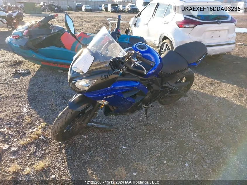 2013 Kawasaki Ex650 F VIN: JKAEXEF16DDA03236 Lot: 12125208