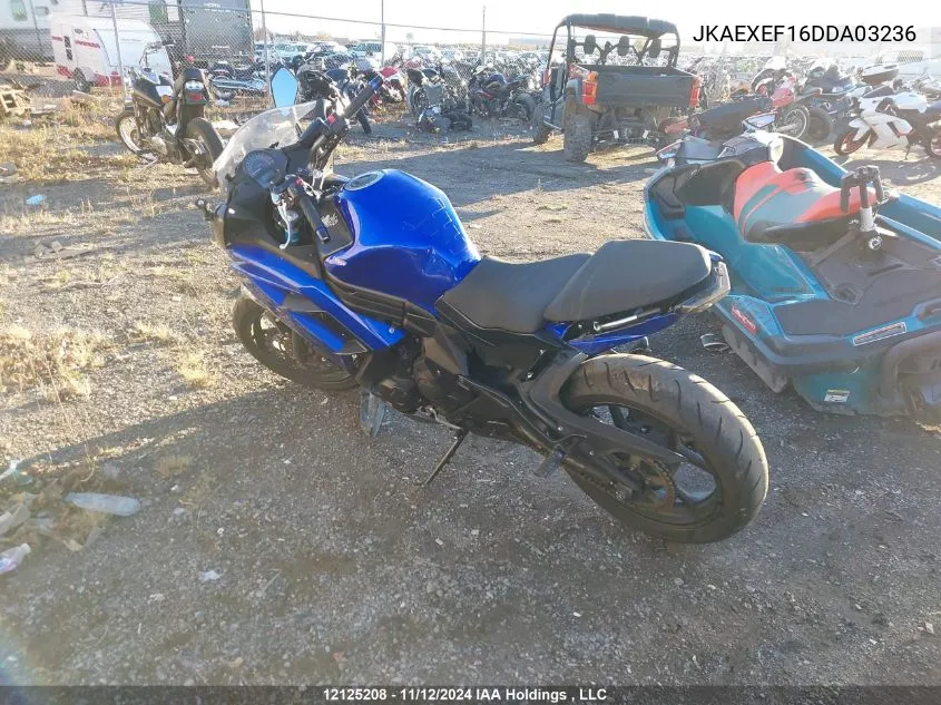 2013 Kawasaki Ex650 F VIN: JKAEXEF16DDA03236 Lot: 12125208