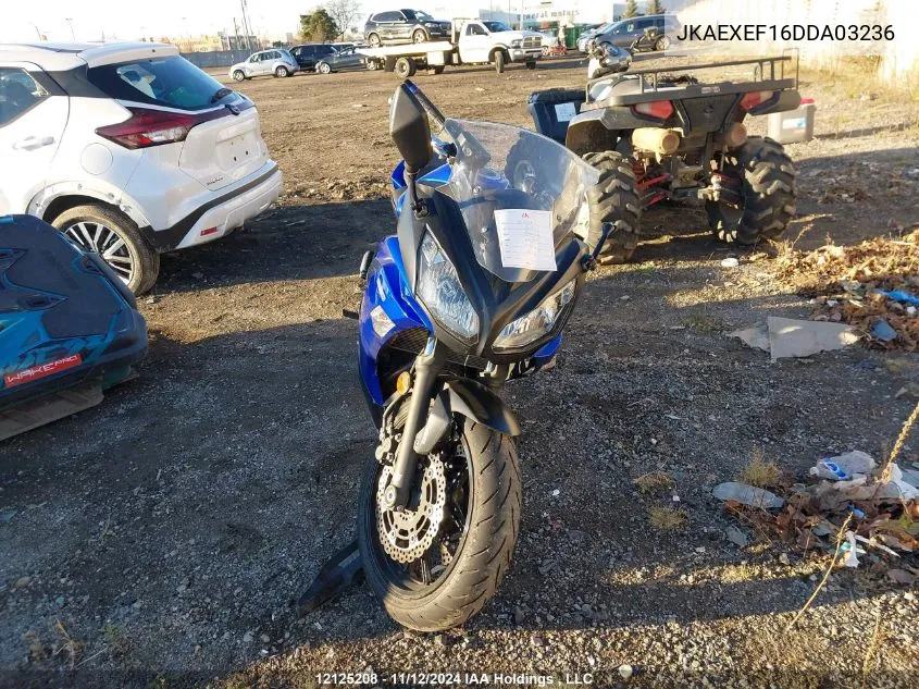 2013 Kawasaki Ex650 F VIN: JKAEXEF16DDA03236 Lot: 12125208