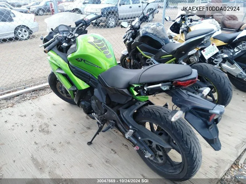 2013 Kawasaki Ex650 F VIN: JKAEXEF10DDA02924 Lot: 30047669