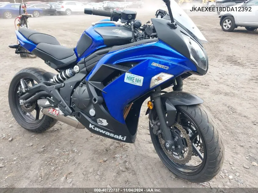 2013 Kawasaki Ex650 E VIN: JKAEXEE18DDA12392 Lot: 40722737