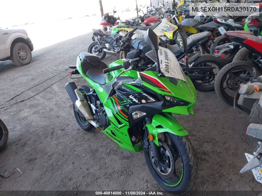 2024 Kawasaki Ex500 H VIN: ML5EXGH15RDA30170 Lot: 40814000