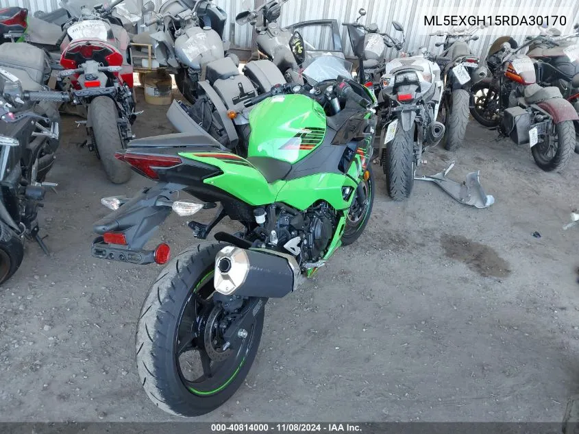 2024 Kawasaki Ex500 H VIN: ML5EXGH15RDA30170 Lot: 40814000