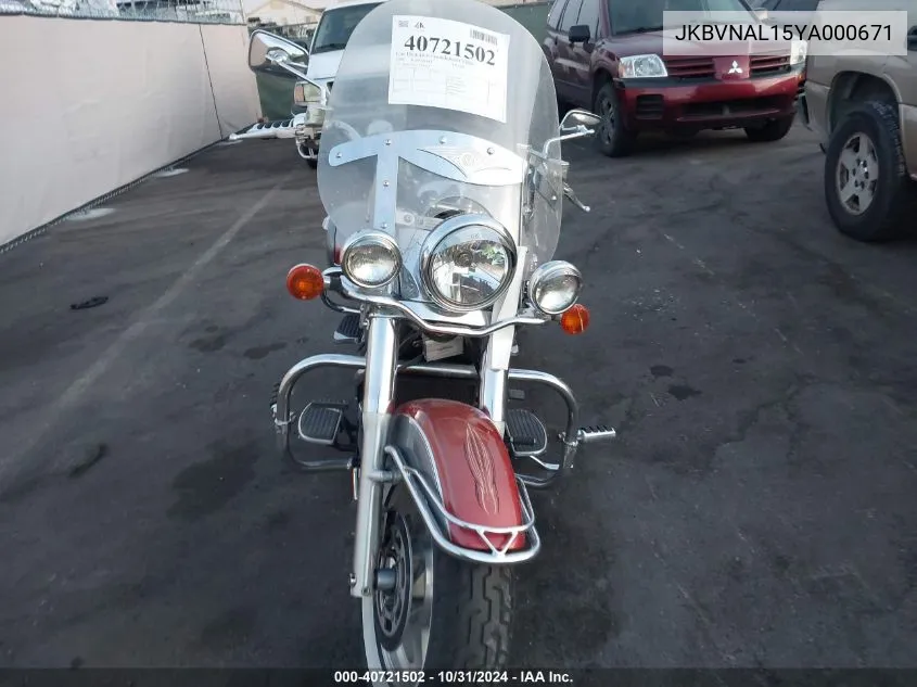 2000 Kawasaki Vn1500 L VIN: JKBVNAL15YA000671 Lot: 40721502