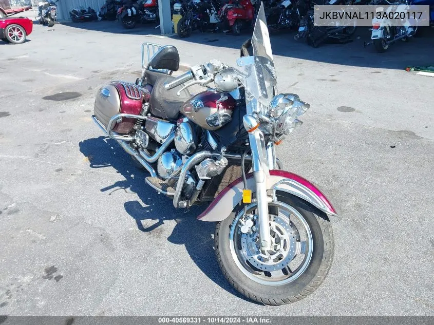 2003 Kawasaki Vn1500 L VIN: JKBVNAL113A020117 Lot: 40569331