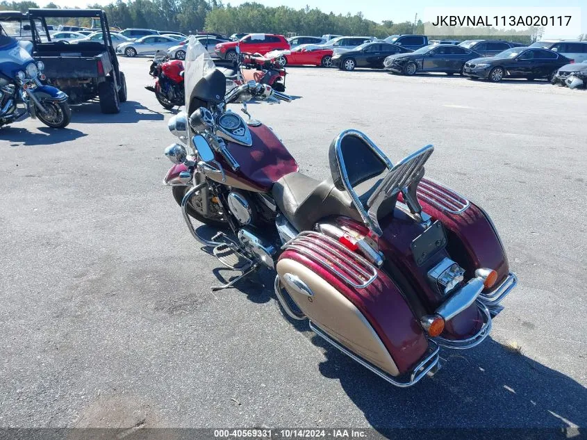 2003 Kawasaki Vn1500 L VIN: JKBVNAL113A020117 Lot: 40569331