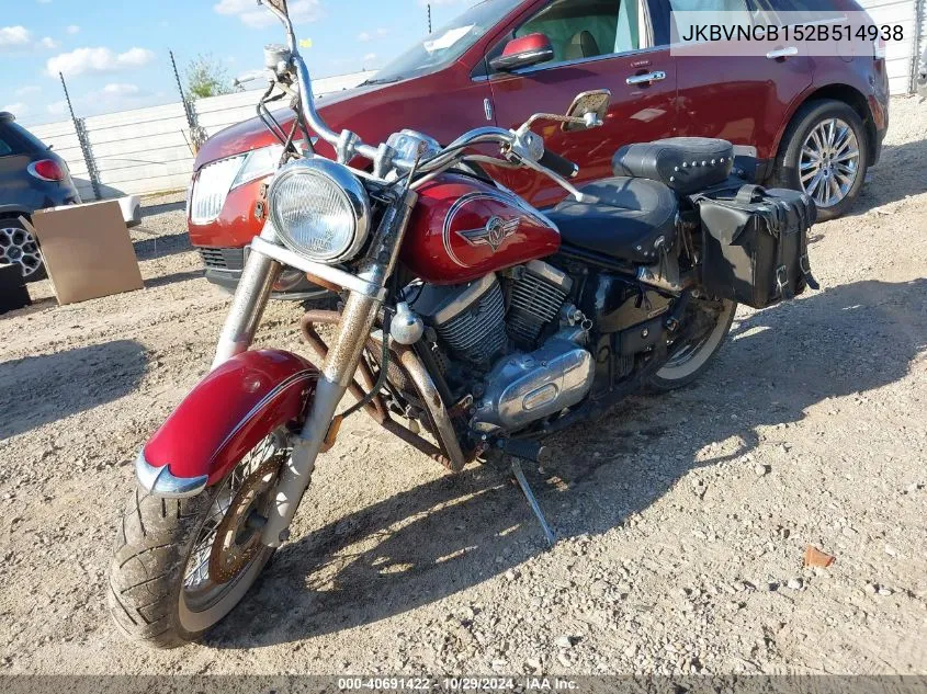 2002 Kawasaki Vn800 B VIN: JKBVNCB152B514938 Lot: 40691422